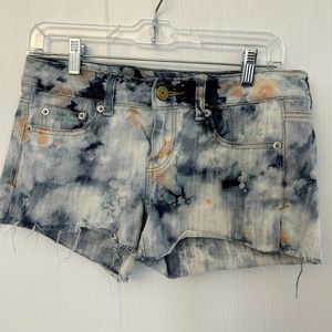 American Eagle Shorts Women's Size 4 Acid Wash Blue Floral Cut Off Raw Hem